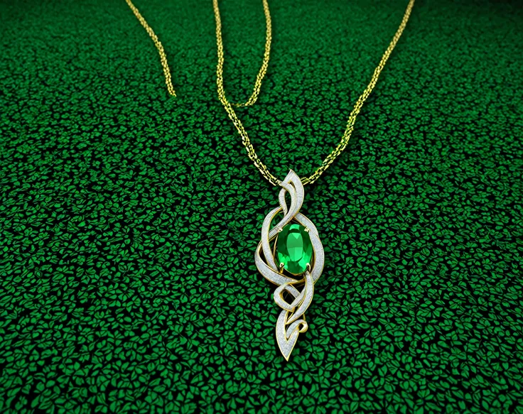 "Generate a high-resolution digital image sized 1600 by 2400 pixels showcasing a luxurious emerald necklace displayed against a backdrop of rich velvet fabric. The emerald necklace should be depicted with intricate detail, capturing the brilliance of each ...