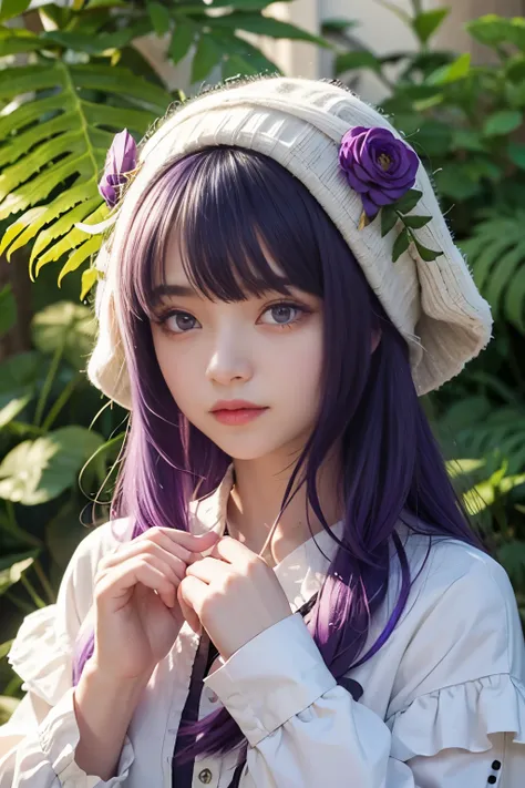 fern, fern_clothes, purple hair, purple eyes, upper body, cute, i&#39;m looking forward to, view your viewers, look forward, com...