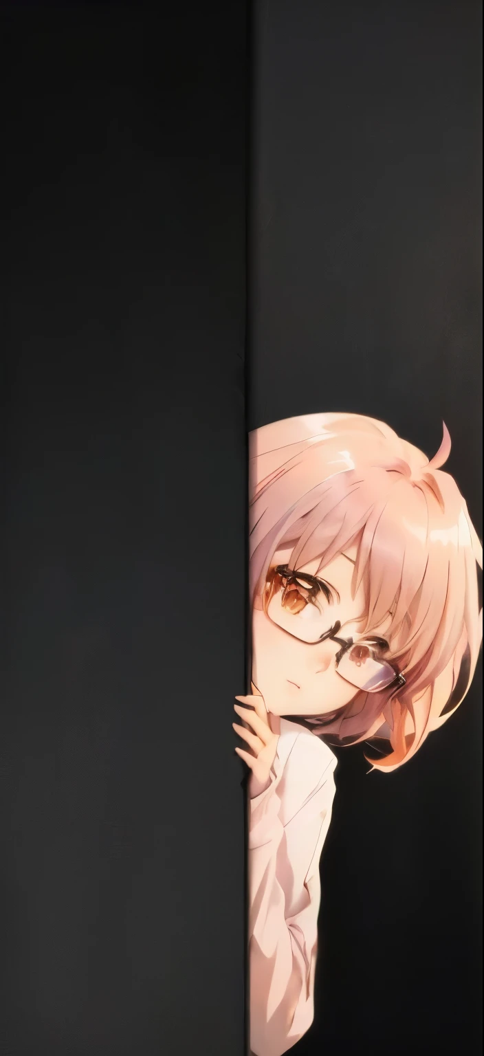 anime girl with glasses peeking out from behind a black wall, hints of yayoi kasuma, anime visual of a cute girl, best anime 4k konachan wallpaper, sayori, with glasses, with index finger, 4 k manga wallpaper, anime wallaper, senko-san, anime moe artstyle,...