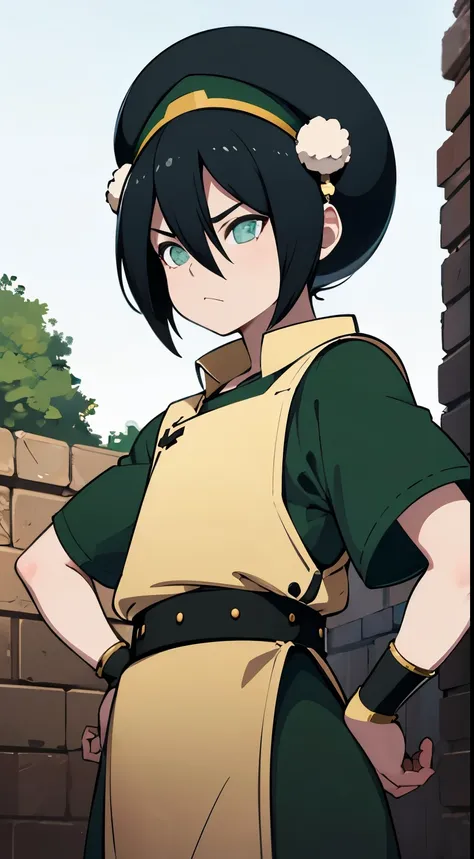 ultra realistic, 8 year old girl, short black hair, blind, toph beifong, rocky plain , ultra detalhada