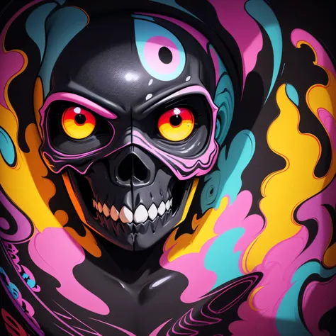 a close up of skull face with a black background, alex yanes and lisa frank, portrait of a lisa frank, in style of lisa frank, multicolored vector art, hd vector art, lisa frank style, lisa - frank, psychedelic art style, painted in bright water colors, ve...