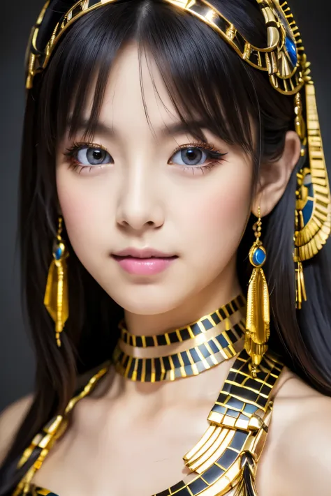 masterpiece, high quality, high resolution, 8k, skinny japanese woman in a costume of cleopatra, beautiful face, makeup of cleop...