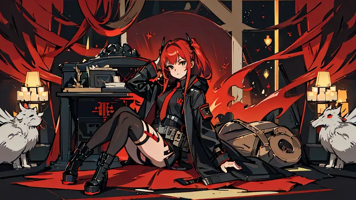 ((best quality)), ((masterpiece)), (detailed:1.4), 3d, an image of a beautiful cyberpunk female, long burning red hair, burning ...