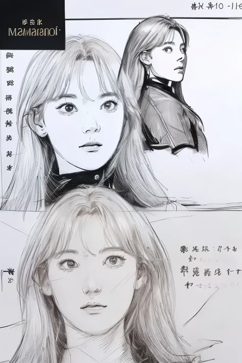 beautiful, alone, 最high quality, High resolution,masterpiece, high quality, One girl, sketch, drawing, pencil speed drawing works, ((user manual, sketch:1.5)),