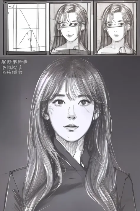 beautiful, alone, 最high quality, High resolution,masterpiece, high quality, One girl, sketch, drawing, pencil speed drawing works, ((user manual, sketch:1.5)),