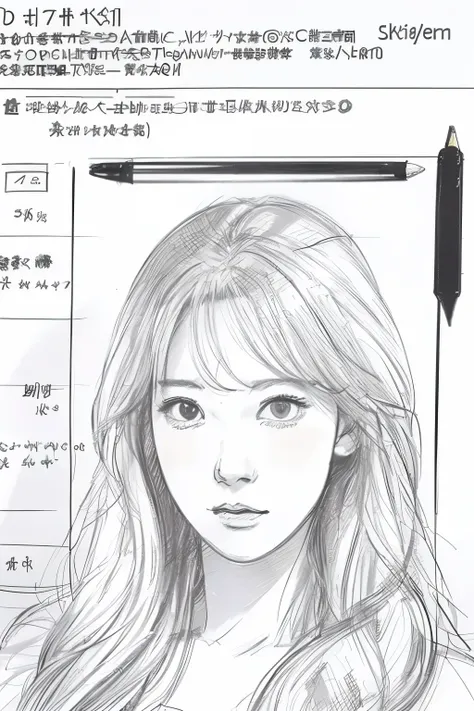 beautiful, alone, 最high quality, High resolution,masterpiece, high quality, One girl, sketch, drawing, pencil speed drawing works, ((user manual, sketch:1.5)),