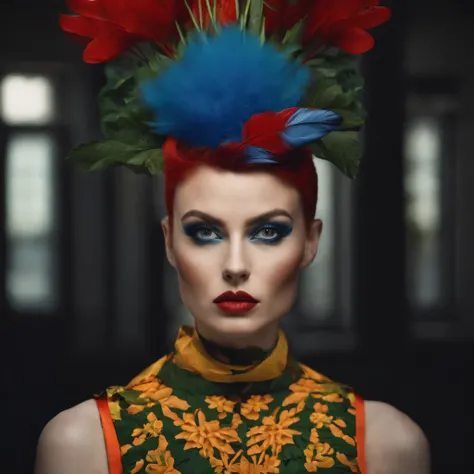 portrait of a (rambo), model by Flora
Borsi, style by Flora Borsi, bold, bright
coolers, Mohawk haircut, ((Flora Borsi))