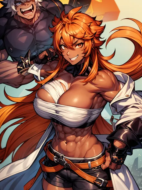 Omega Strikers、Usher、（（（Brown skin）））+++、（（（Black Skin）））+ ＋＋、Muscular busty mature woman、Muscular busty mature woman、Muscular busty mature woman、Shaggy orange hair、（（（Wrap a bandage around the chest）））+++、（（（Wrap a bandage around the chest）））+ ＋＋、Black ey...