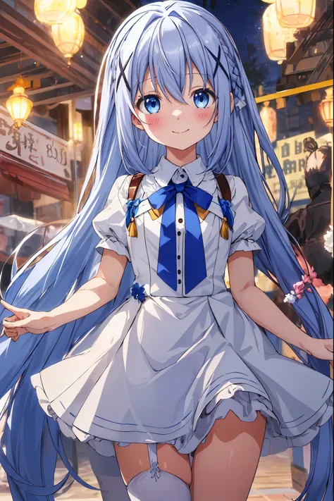 kafuu_chino_istheorderarabbit,
blue_hair, long_hair, blue_eyes, x_hair_ornament, hair_ornament, blush, bangs, closed_mouth, hair...