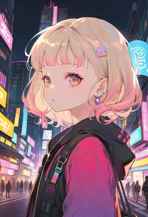 Lofi style girl in cyberpunk city  