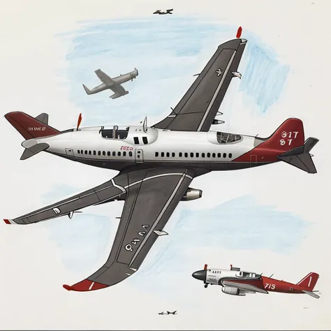 Drawing of a plane carrying dogs