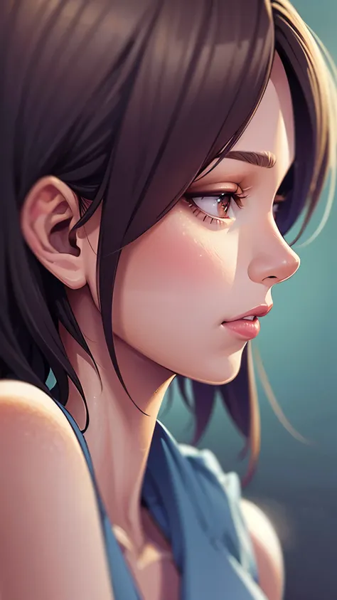 (best quality,4k,8k,highres,masterpiece:1.2),girl,side view,profile side view,beautiful detailed, short hair eyes,beautiful detailed lips,long eyelashes,medium:portraits,vivid colors,soft lighting, perfect side view, looking straight 