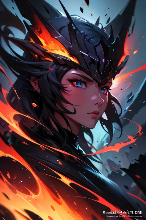 character, high resolution, digital art by loish + rossdraws + artgem + sandara, brush strokes, painterly, impressionist style, dorse, face, artistic, magma, lava, dark