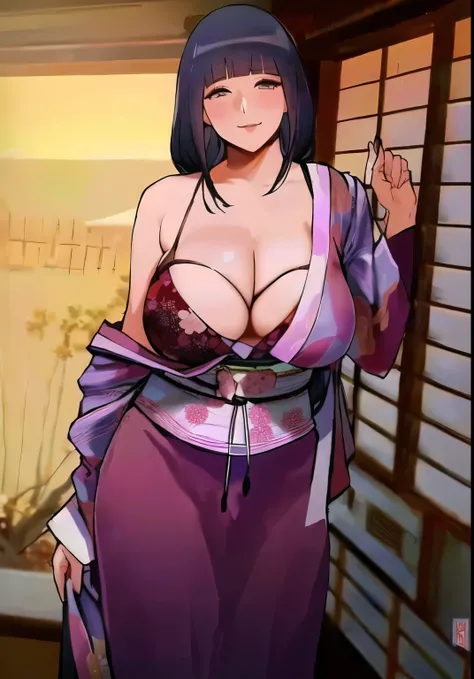 a cartoon picture of a woman in a kimono outfit, revealing clothes, oppai, (sfw) safe for work, in a kimono, hinata hyuga, in kimono, shikamimi, seductive anime girl, inspired by Nishikawa Sukenobu, inspired by Kusumi Morikage, beautiful alluring anime wom...