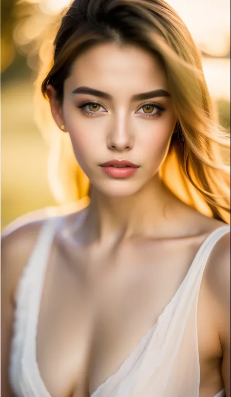 fashion model 25 years old [[[a closeup]], [[[coll]], [shoulder]], perfect  eyes, perfect irises, Perfect lips, perfect teeth, flawless skin, soft front light, Glow, HDR, (soft colours:1.2)、(medium breasts1:1.6)