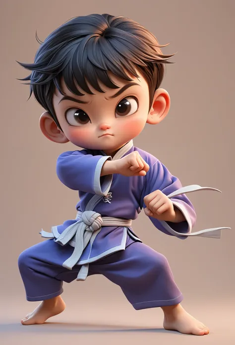 3d，kung fu kid，cartoon style