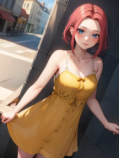 kallen stadtfeld, blue eyes, red hair, short hair,
break ((sundress:1.5))
break cowboy shot, dynamic angle, solo, 1girl, smile, ...