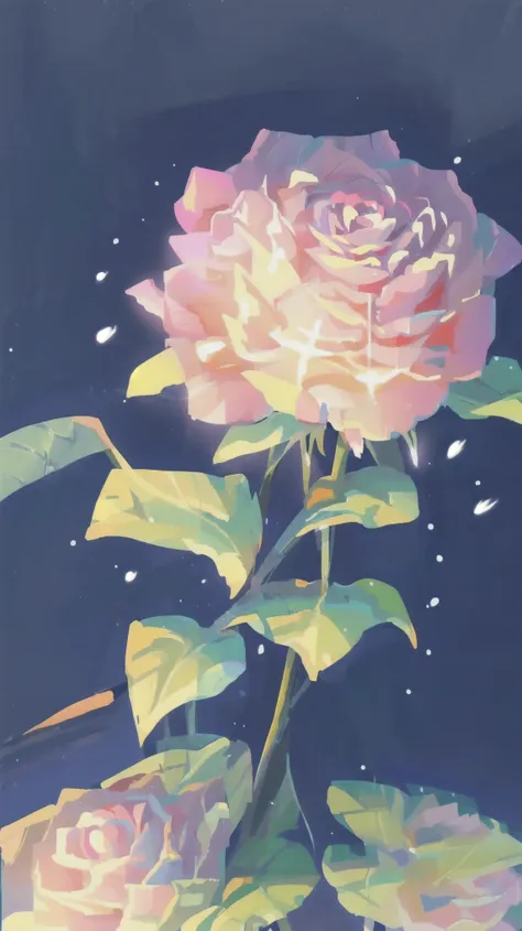 pink roses are in a vase on the table, high level of detail. digital painting, stylized painting, detailed digital painting, hig...