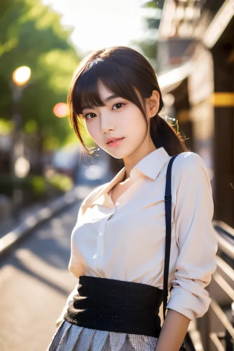 Japanese girl, Photorealsitic, Detailed skin, Detailed lips, Detailed eyebrows, PUPILS SPARKLING, depth of fields, ccurate, Super Detail, Best Quality, hight resolution, Anatomically correct, Textured skin, high details, High quality, short skirt, full bod...