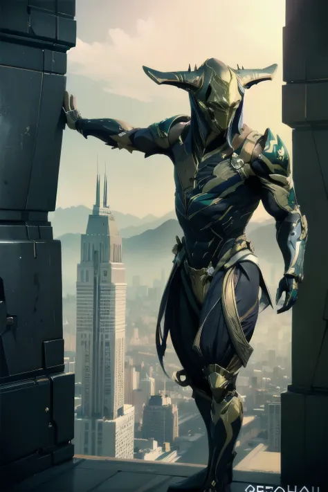 ((best quality)), ((masterpiece)), (detailed), loki, giant towering over city, low-view angle