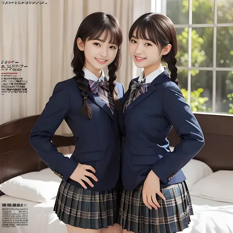 (highest quality、masterpiece:1.2)、highest quality、Realistic、photograph、High resolution、1080p、8K、Physical Rendering、((Height: 158cm)), two Japanese girls、((((((16 year old beautiful Japanese magazine fashion model looking at the viewer)))))), , (((big very ...