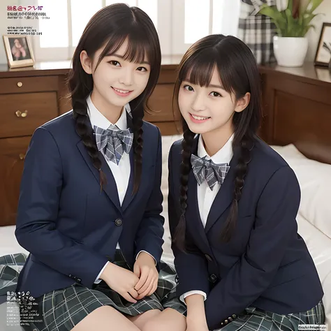 (highest quality、masterpiece:1.2)、highest quality、Realistic、photograph、High resolution、1080p、8K、Physical Rendering、((Height: 158cm)), two Japanese girls、((((((16 year old beautiful Japanese magazine fashion model looking at the viewer)))))), , (((big very ...