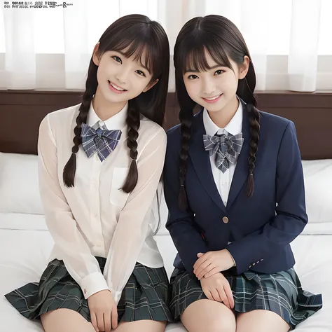 (highest quality、masterpiece:1.2)、highest quality、Realistic、photograph、High resolution、1080p、8K、Physical Rendering、((Height: 158cm)), two Japanese girls、((((((Succubus girls dressed as 16-year-old beautiful fashion models from Japanese magazines are watchi...