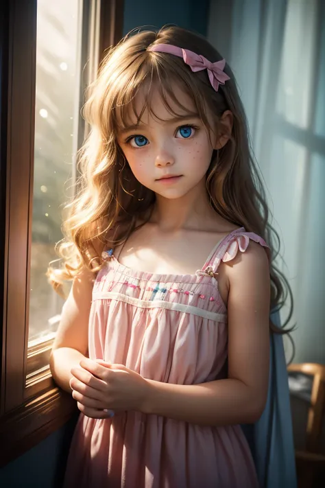 Amidst the gloom of a dark and stormy day, a sweet, innocent 5-year-old girl peeks out from a cozy bay window. Her cherubic face is framed by a cascade of golden curls, and her sparkling blue eyes reflect the gentle rays of sunlight that filter through the...