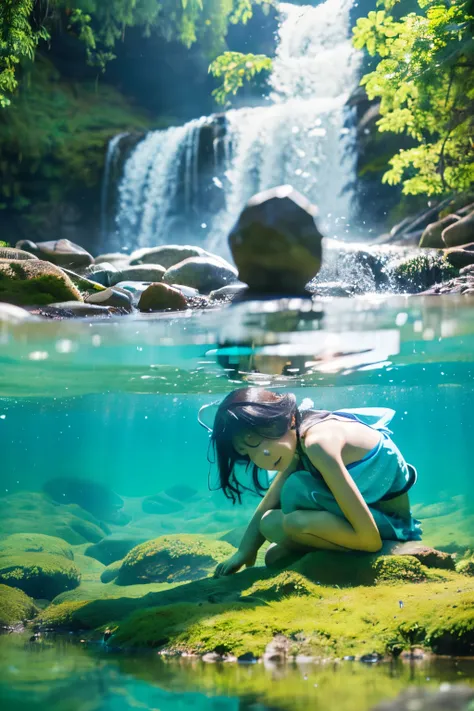 Image of an environmental fairy with a water purification plant in the background