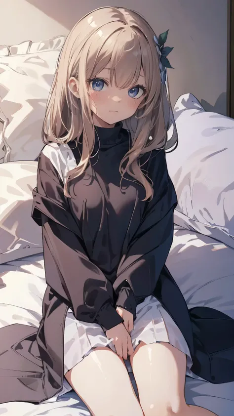 Masterpiece、Highest quality、highest quality、Wet Hair、(((Lori)))、((((Petite))))、(Embarrassed expression)、Shiny hair quality、Small face、Lie down in bed、Super detailed, beautiful, wide eyes、Ultra-detailed, clear and beautiful faces、(cute illustration:1.2), Hi...