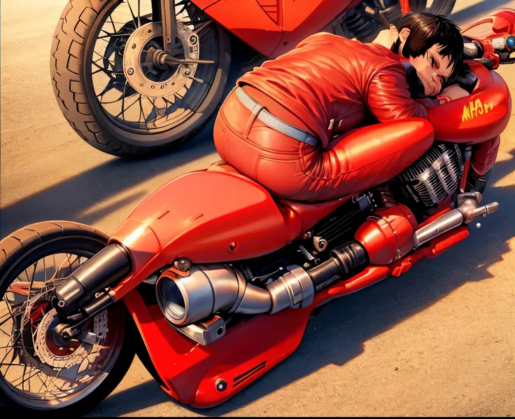 I draw animations of people riding motorcycleovie Akira))、(((Kaneda&#39;s bike leans to the left)))、((With the left foot out))、((((Skating with pride))))Scenes trying to stop、