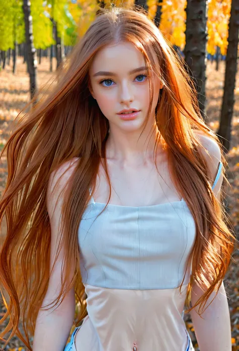 solo, very detailed, detailed face, very long hair, picture of a beautiful young woman, dasha_taran, sfw, ((natural orange hair)), beautiful natural blue eyes, High Definition RAW Photography, 16k photography, (full body), standing, delicate facial feature...