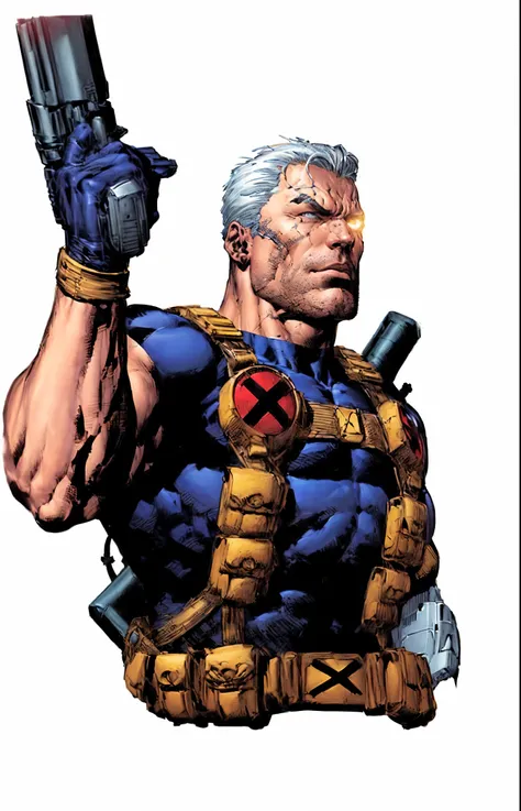 cable by david lee, cable, david finch, jason fabok, joe chiodo, textless, jason fabok. greg staples, profile shot, by Rob Liefeld, joe madureira, john romita senior, inspired by W. Lindsay Cable, punisher, comic book character, 90s comic book character de...