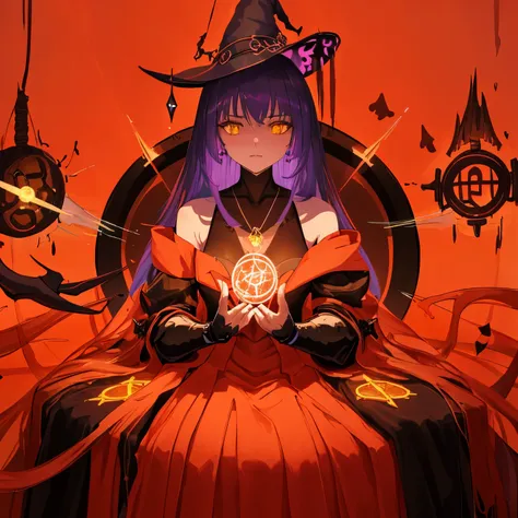 depicts a modern-day witch who has embraced the world of cybernetics to enhance her magical abilities. the artwork should convey...