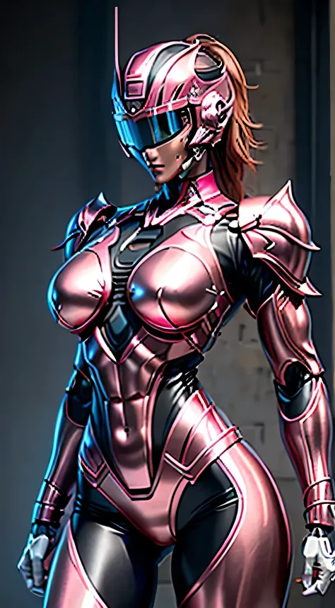 Female Robocop Solo、Bright outdoors、strong light source、8K, high quality, masterpiece, 最high quality、Very detailed、Armor that completely covers the whole body、Very large armor、Helmet covering the head、Clear photos、The eyes are hidden by thin, straight gogg...