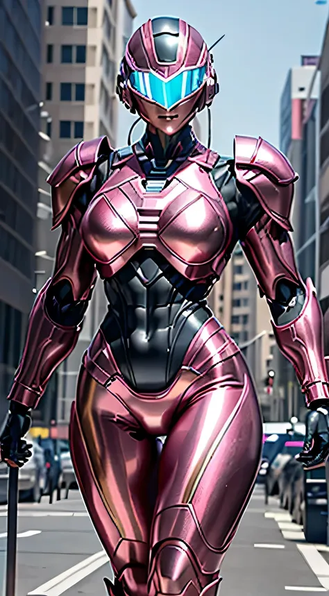 female robocop solo、bright outdoors、strong light source、8k, high quality, masterpiece, 最high quality、very detailed、armor that co...