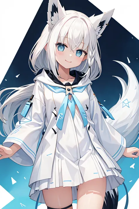 highest quality、smile、fox ears、white clothes、panty shot