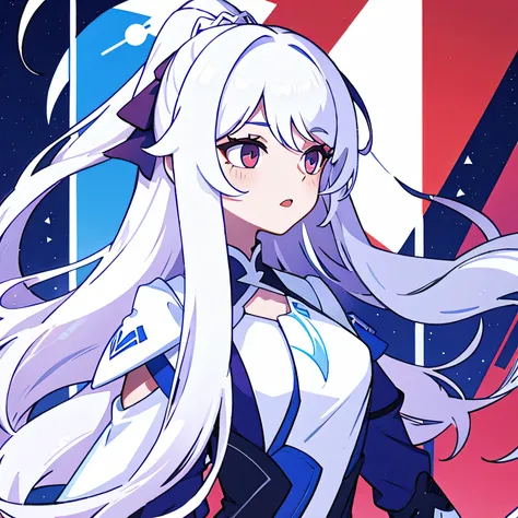 Side face of a girl with long white hair