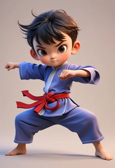 3d，kung fu kid，cartoon style