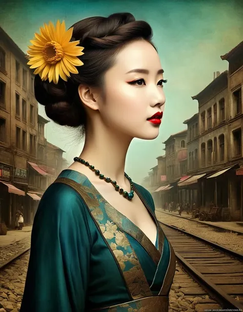 in style of christian schloe, beautiful details，best quality, ultra-detailed, hdr, masterpiece:1.2, wasteland, china&#39;s talle...