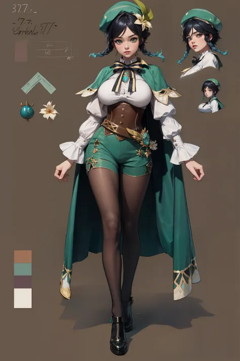 girl, solo, full body, from head to toe, standing, (Huge_Breasts:1.3), beautiful body, perfect body, nice body,

((Character Design Sheet:1.7, character reference sheet:1.7,)),

ventidef, beret, hat flower, white shirt, bow, long sleeves, frilled sleeves, ...