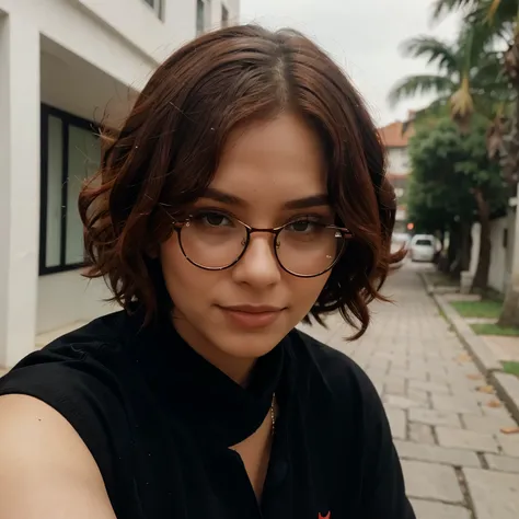 Mulher negra, with red curly hair and glasses 