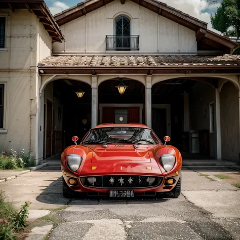 /imagine prompt: Ferrari GTO coupe 2 doors, 1963, red color, fhotorrealism,(((Ghibli style))), Spirited Away, Howls Moving Castle, dreamy colour palette,
