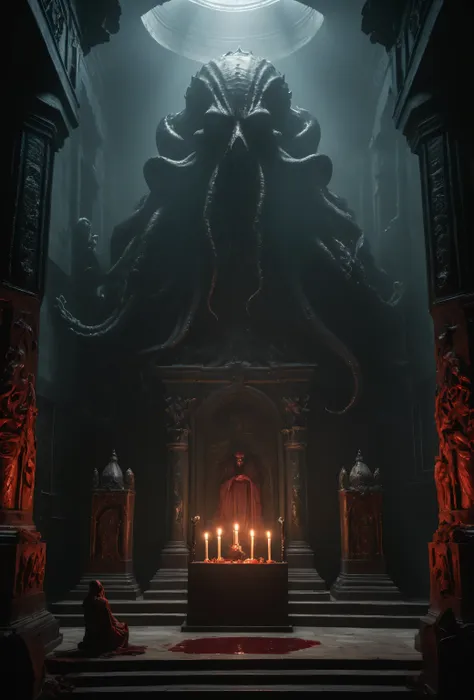 cthulhu chamber, creepy, masterpiece, best quality, hyper detailed, ultra detailed, uhd, perfect anatomy, portrait, dof, hyper-r...