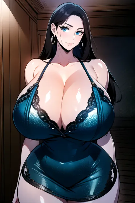 ultra realistic 8k cg, masterpiece, ((ultra detailed background,  intricate detail, highly detailed, fine details best quality, hyperdetailed face)), gigantic breasts ,beautiful lighting, absurdres, NicoRobinV3,  1girl, solo, black hair, long hair, jewelry...