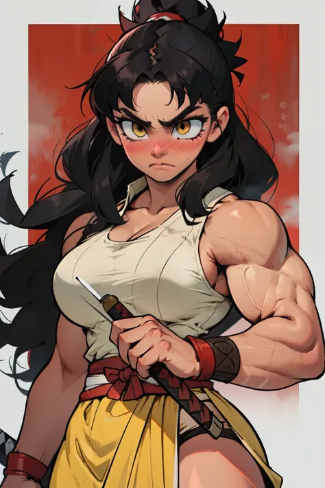 ((girl muscular thick)) pale skin black hair ultra detailed eyes huge large breasts toned body embarrassed blush very long hair yellow eyes samurai samurai samurai samurai samurai samurai samurai samurai samurai samurai samurai samurai samurai samurai samu...