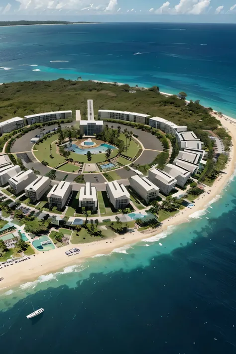 Generar una amagen de una propuesta utopica d3 una ECO ciudad de Wet bay Roatan Arquitectura DE UNA FORMA FUTURISTA DISPERSA POR TODO WEST BAY CRARLOS CON METERIALES DEL MEDIO COMO MADERAS Y QUE SEA AUTOSINTENTABLER