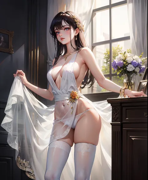 erotic posing,Dynamic posing,Arrange pose,dramatic,cinematic,detailed background,dynamic angle,Top quality work，Photorealistic works，Ultra Premium Graphics，8K HD CG works，High-quality graphics，High-definition fine CG works，超A high resolution、Show Legs，clos...