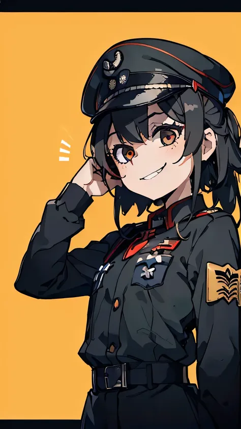 (masterpiece, best quality: 1.2), Solo, 1girl, tanya , looking at viewer, different poses, red eyes, long hair, completely black hair, reference to the outfit of a WWII German general World War, black long sleeves (best quality), scar on face, pretty eyes,...
