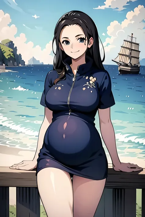 best quality, masterpiece, over  the  sea,1girl, pregnant belly.